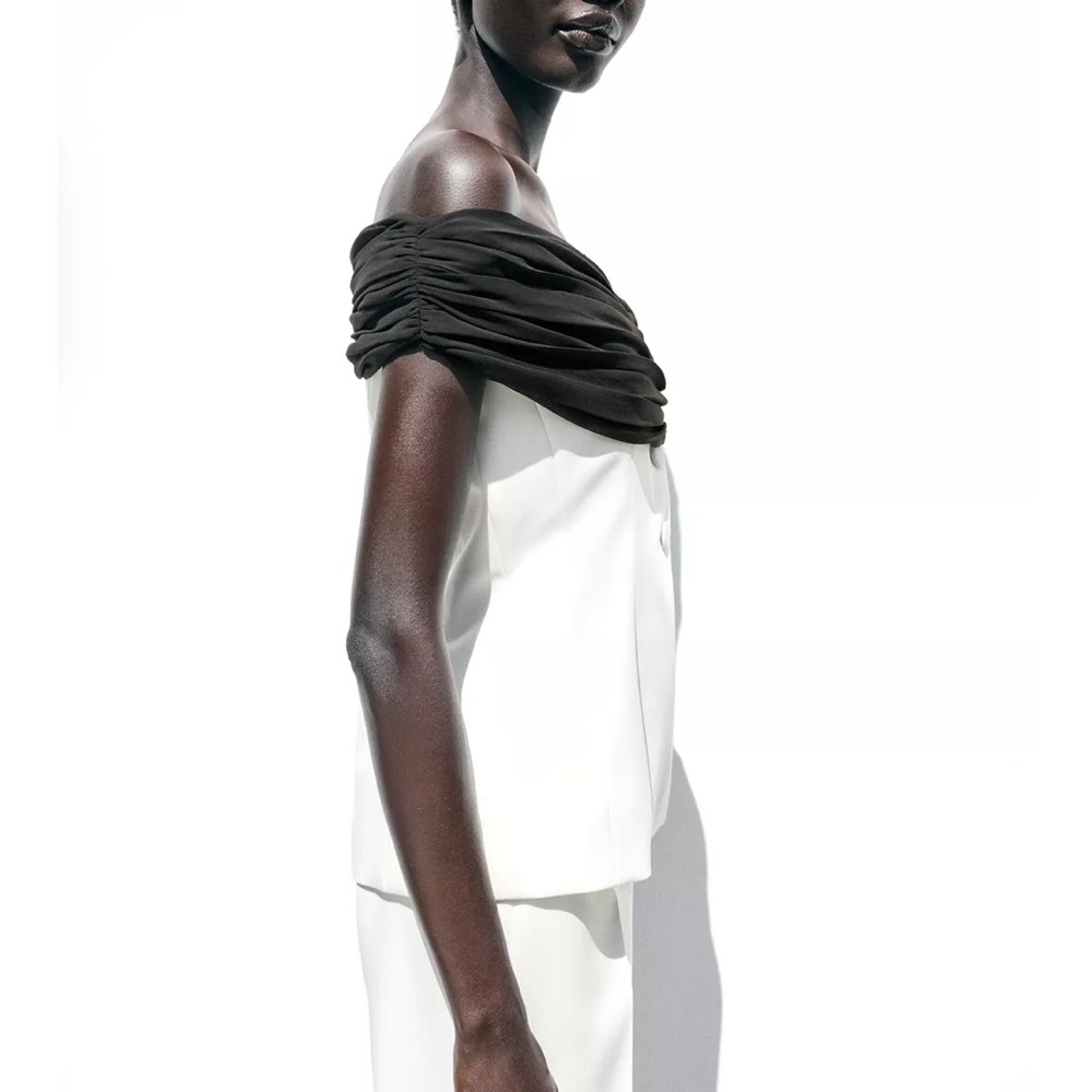 Zara NWT contrast bustier top white black 3327/597 - Picture 8 of 11